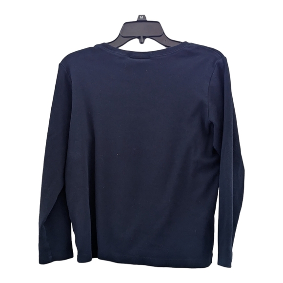 Quaker Factory by Jeanne Nice Black LS embellished cat Tshirt, size medium Cute - Picture 2 of 4